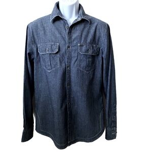William Rast Long Sleeve Chambray Button Down Western Style Cotton Shirt
